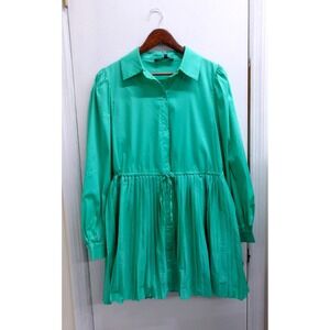 Strut & Bolt Green Button Down Pleated Midi Dress Women's Size S / #26133